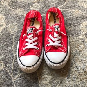 Red Converse slip on’s